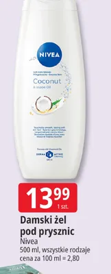 Damski żel pod prysznic Nivea Coconut & Jojoba Oil promocja w Leclerc