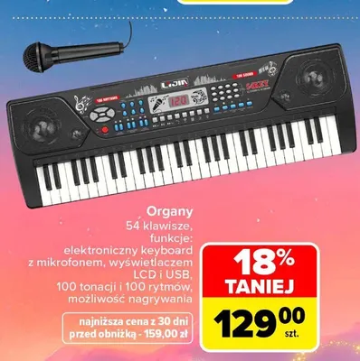 Organy 54 klawisze promocja w Carrefour