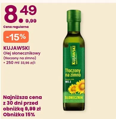 Olej słonecznikowy Kujawski tłoczony na zimno promocja w Frisco