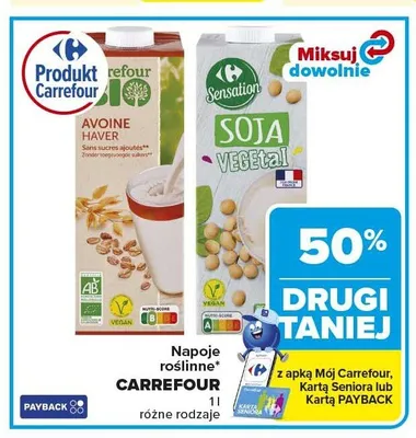 Napój roślinny Carrefour Soja Vegetal promocja w Carrefour