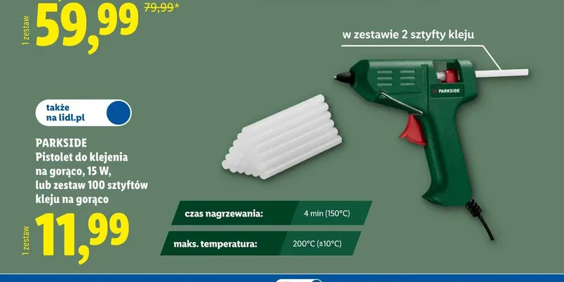 Zestaw 100 sztyftów kleju na gorąco Parkside promocja w Lidl