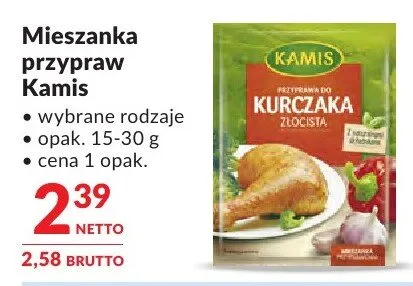 Mieszanka przypraw Kamis do kurczaka złocista promocja w Makro