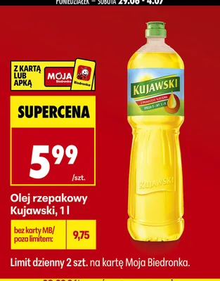 Olej rzepakowy Kujawski promocja w Biedronka