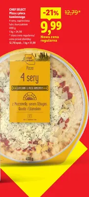 Pizza z pieca kamiennego 4 sery Chef Select promocja w Lidl