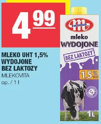 Mleko UHT 1,5% wydojone bez laktozy promocja w SPAR