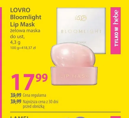 Żelowa maska do ust Bloomlight Lip Mask Lovro promocja w Hebe