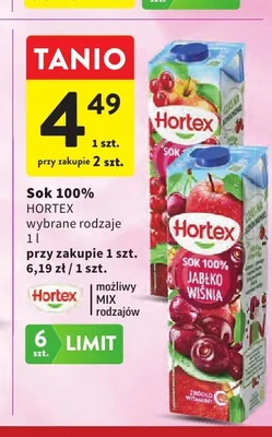 Sok 100% Hortex promocja w Intermarche