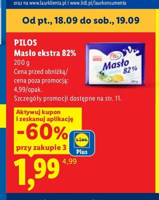 Masło ekstra Pilos 82% promocja w Lidl