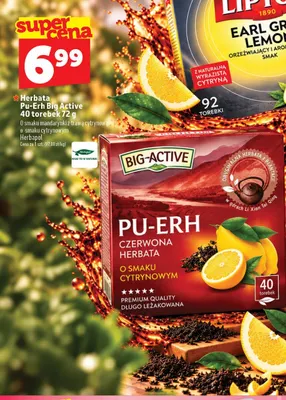 Herbata Pu-Erh Big Active o smaku mandarynki z trawą cytrynową promocja w TOPAZ