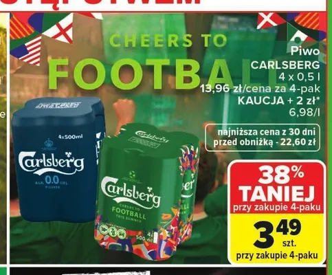 Piwo Carlsberg 4-pak 0,5l promocja w Carrefour Market