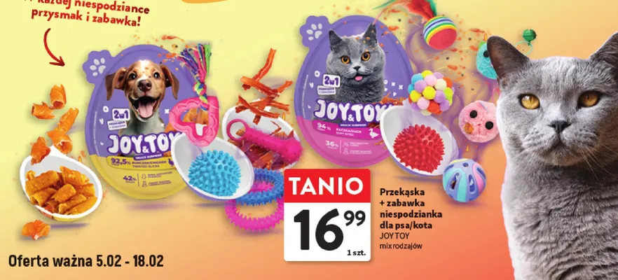 Przekąska z zabawką niespodzianka dla psa/kota JOY.TOY mix rodzajów promocja w Intermarche