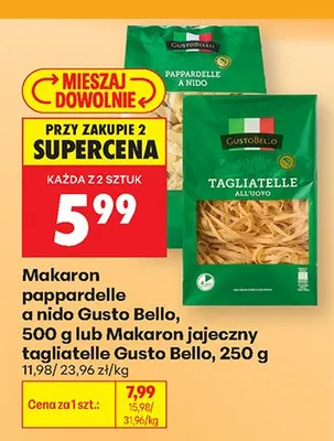 Makaron pappardelle a nido Gusto Bello promocja w Biedronka