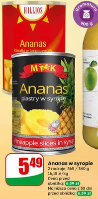 Ananas plastry w syropie promocja w Dino