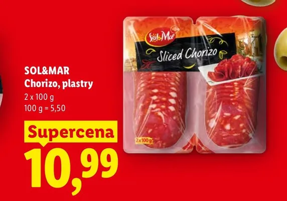 Kiełbasa Chorizo w plastrach Sol&Mar 2-pak promocja w Lidl