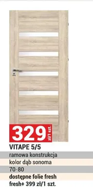 Drzwi ramowe Vitape 5/5 dąb sonoma promocja w Merkury Market