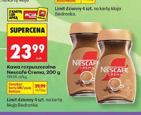 Kawa rozpuszczalna Nescafé Crema promocja w Biedronka