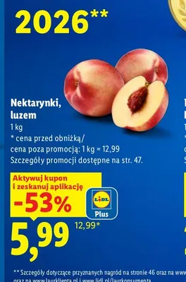 Nektarynki luzem promocja w Lidl