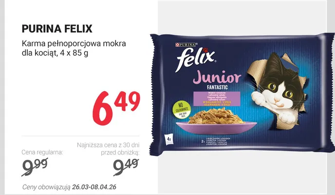 Karma pełnoporcjowa mokra dla kociąt Junior Fantastic promocja w Rossmann