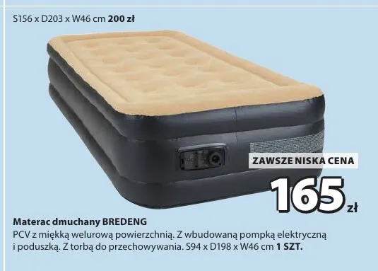 Materac dmuchany Bredeng S156xD203xW46 cm promocja w Jysk
