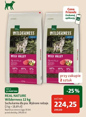 Sucha karma dla psa Real Nature Wilderness promocja w MAXI ZOO