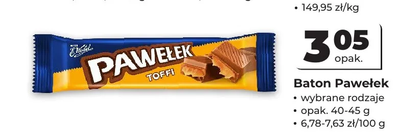 Baton Pawełek E.Wedel Toffi promocja w Odido