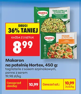 Makaron na patelnię tagliatelle z sosem szpinakowym Hortex promocja w Biedronka