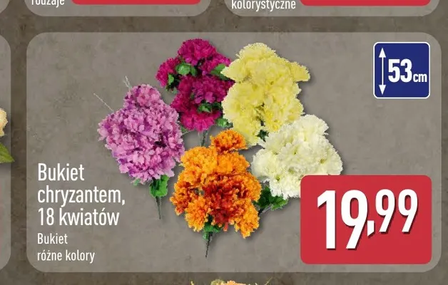 Bukiet chryzantem 18 kwiatów promocja w Aldi