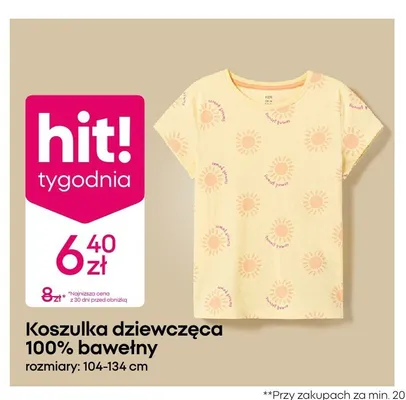 Koszulka dziewczęca 100% bawełny promocja w Pepco