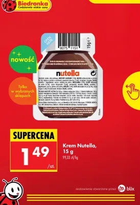 Krem czekoladowo-orzechowy 15 g Nutella promocja w Biedronka