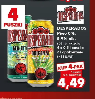 Piwo Desperados Mojito 4-pak promocja w Kaufland