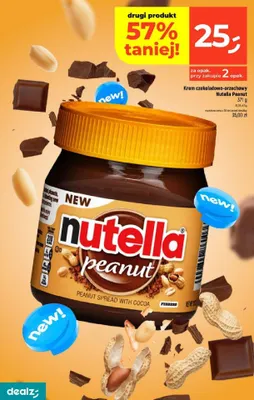 Krem czekoladowo-orzechowy Nutella Peanut promocja w Dealz
