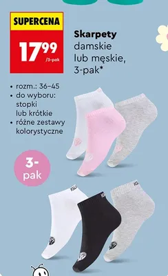 Skarpety damskie lub męskie 3-pak promocja w Biedronka