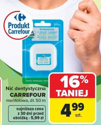 Nić dentystyczna mentolowa promocja w Carrefour