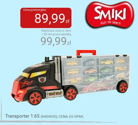 Transporter 1:65 SMIKI promocja w Smyk