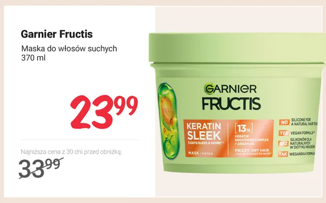 Maska do włosów suchych Garnier Fructis promocja w Rossmann