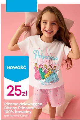 Piżama dziewczęca Disney Princess 100% bawełny promocja w Pepco