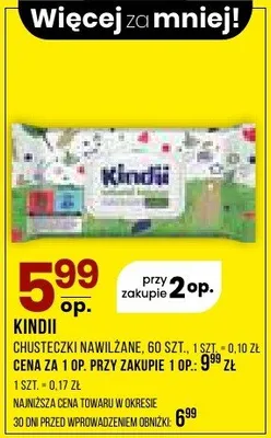 Chusteczki nawilżane Kindii promocja w Drogerie Natura