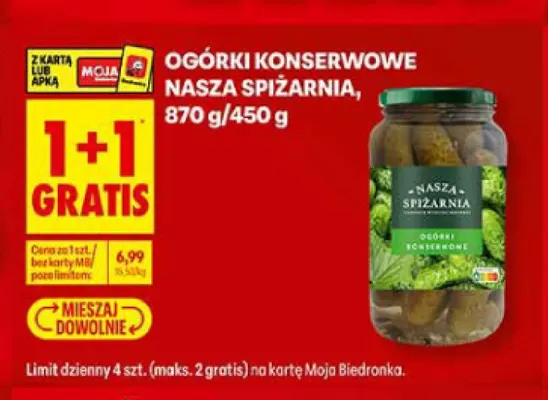 Ogórki konserwowe Nasza Spiżarnia promocja w Biedronka