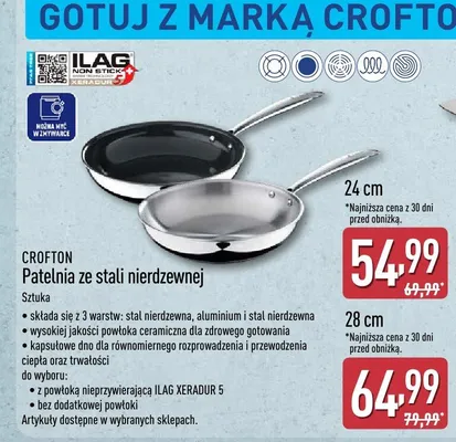 Patelnia ze stali nierdzewnej Crofton 24cm promocja w Aldi