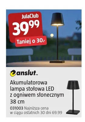 Akumulatorowa lampa stołowa LED z ogniwem słonecznym Anslut 38 cm promocja w Jula