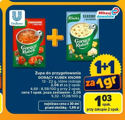 Zupa do przygotowania Gorący Kubek pomidorowa z makaronem Knorr promocja w Carrefour