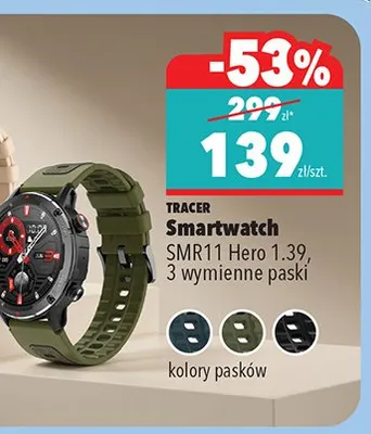 Smartwatch SMRT1 Hero 1.39, 3 wymienne paski promocja w Biedronka