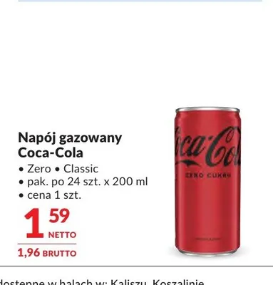 Napój gazowany Coca-Cola Zero promocja w Makro