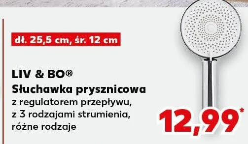 Słuchawka prysznicowa z regulatorem przepływu, z 3 rodzajami strumienia, różne rodzaje promocja w Kaufland