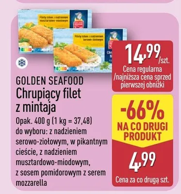 Chrupiący filet z mintaja z nadzieniem serowo-ziołowym Golden Seafood promocja w Aldi