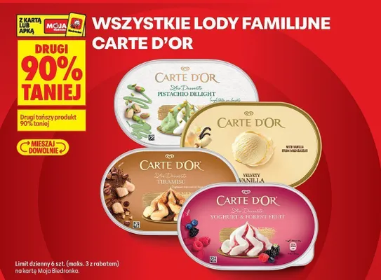 Lody familijne Carte D'Or promocja w Biedronka