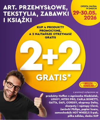 Artykuły przemysłowe, tekstylia, zabawki i książki 2+2 GRATIS promocja w Biedronka