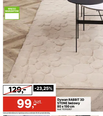 Dywan Rabbit 3D Stone beżowy 80x150 cm promocja w Leroy Merlin