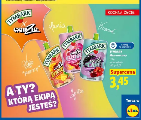 Mus owocowy Tymbark GenZie Glow promocja w Lidl