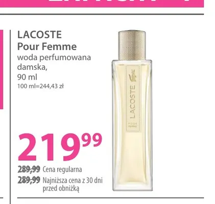 Woda perfumowana damska Lacoste Pour Femme promocja w Hebe